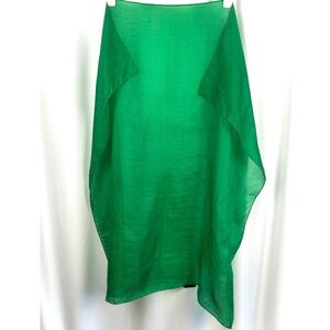 Vintage Glentex Silk Solid Kelly Green Large Square Scarf • Hand Stitched Rolled